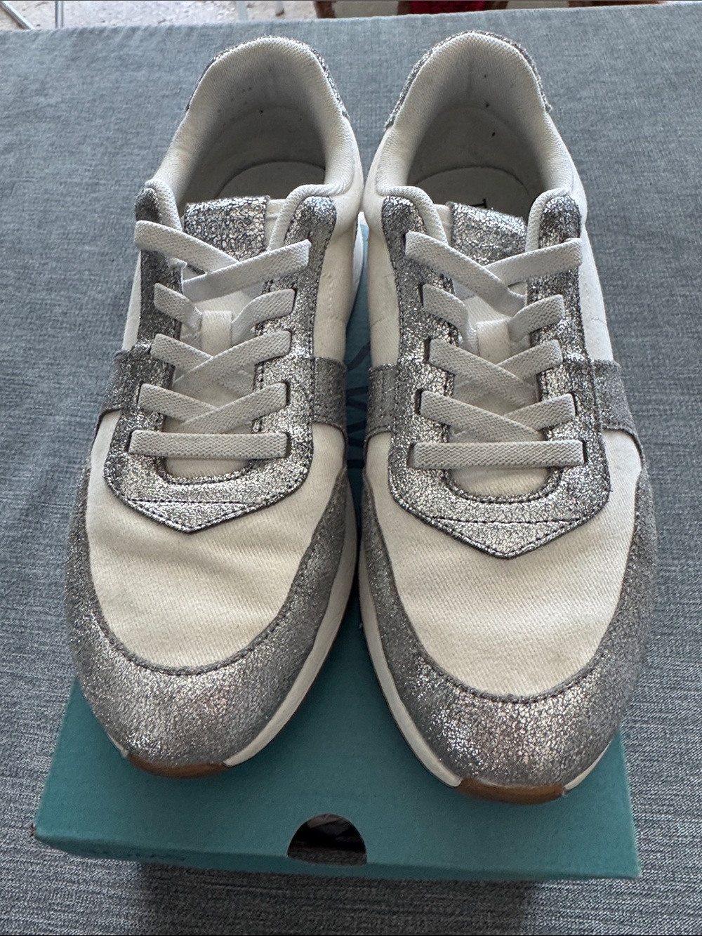 Toms Women's TRVL LITE Retro Runner Sneaker-  Silver Leather - Water Repellent